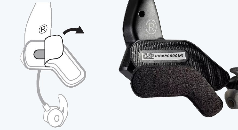 Example of serial number location on Bose ProFlight headset