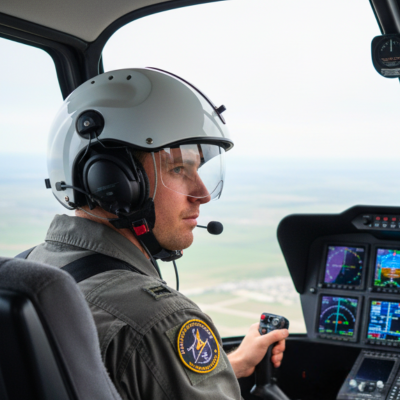 PilotStyle Helmet with Bose A30 - Size: Large, Connector: LEMO, Bluetooth: No, Cable: Coiled, Color: White