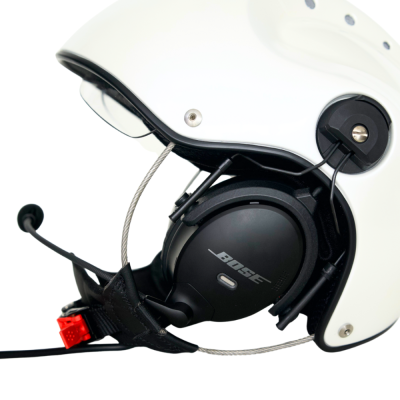 PilotStyle Helmet with Bose A30 - Size: Large, Connector: LEMO, Bluetooth: No, Cable: Coiled, Color: White