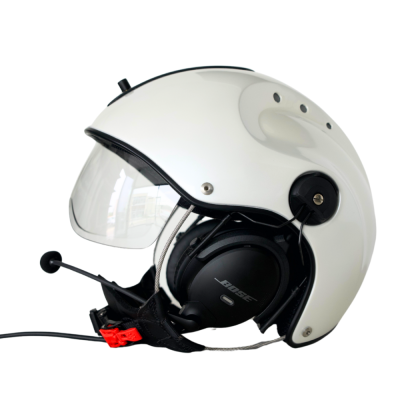 PilotStyle Helmet with Bose A30 - Size: Large, Connector: LEMO, Bluetooth: No, Cable: Coiled, Color: White