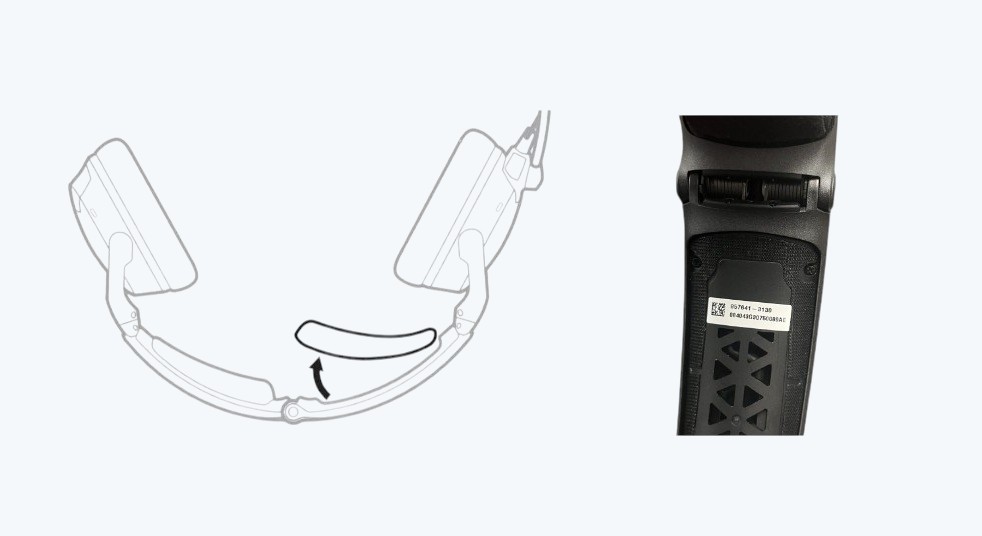 Example of serial number location on Bose A30 headset
